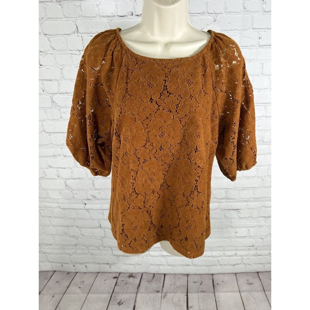 Anthropologie’s Dolan Left Coast Burnt Orange Balloon Sleeve Corduroy Blouse S